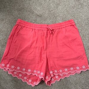 J. Crew Coral Pink Scalloped Hem High-Waist Shorts
